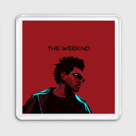 Магнит 55*55 с принтом the weeknd в Новосибирске, Пластик | Размер: 65*65 мм; Размер печати: 55*55 мм | Тематика изображения на принте: blinding lights | music | pop | star boy | the weekend | the weeknd | музыка | уикенд