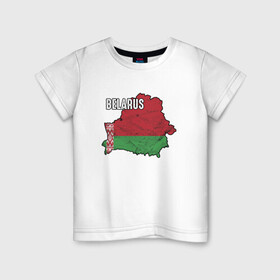 Детская футболка хлопок с принтом Belarus Map в Новосибирске, 100% хлопок | круглый вырез горловины, полуприлегающий силуэт, длина до линии бедер | belarus | ussr | беларусь | белорус | белоруссия | лукашенко | минск | ссср | страна | турист | флаг