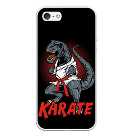 Чехол для iPhone 5/5S матовый с принтом KARATE T-REX в Новосибирске, Силикон | Область печати: задняя сторона чехла, без боковых панелей | animal | dinosaur | fight | fighter | hunter | karate | red | sport | strong | t rex | боец | бои | динозавр | карате | сила | спорт | тиранозавр | хищник