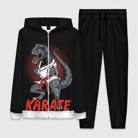 Женский костюм 3D с принтом KARATE T REX в Новосибирске,  |  | animal | dinosaur | fight | fighter | hunter | karate | red | sport | strong | t rex | боец | бои | динозавр | карате | сила | спорт | тиранозавр | хищник