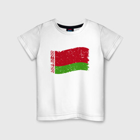Детская футболка хлопок с принтом Флаг - Беларусь в Новосибирске, 100% хлопок | круглый вырез горловины, полуприлегающий силуэт, длина до линии бедер | belarus | ussr | беларусь | белорус | белоруссия | лукашенко | минск | ссср | страна | турист | флаг