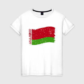Женская футболка хлопок с принтом Флаг - Беларусь в Новосибирске, 100% хлопок | прямой крой, круглый вырез горловины, длина до линии бедер, слегка спущенное плечо | belarus | ussr | беларусь | белорус | белоруссия | лукашенко | минск | ссср | страна | турист | флаг
