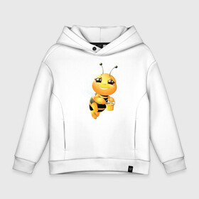 Детское худи Oversize хлопок с принтом Милая пчелка в Новосибирске, френч-терри — 70% хлопок, 30% полиэстер. Мягкий теплый начес внутри —100% хлопок | боковые карманы, эластичные манжеты и нижняя кромка, капюшон на магнитной кнопке | Тематика изображения на принте: здоровье | мед | насекомые | природа | пчела | пчелка | пчелы