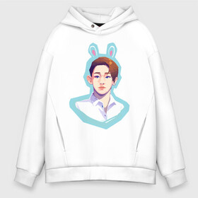 Мужское худи Oversize хлопок с принтом bunny wonho в Новосибирске, френч-терри — 70% хлопок, 30% полиэстер. Мягкий теплый начес внутри —100% хлопок | боковые карманы, эластичные манжеты и нижняя кромка, капюшон на магнитной кнопке | bunny come back wonho | bunny wonho