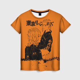 Женская футболка 3D с принтом токийские мстители ораньжевый в Новосибирске, 100% полиэфир ( синтетическое хлопкоподобное полотно) | прямой крой, круглый вырез горловины, длина до линии бедер | anime | tokyo revengers | аниме | манга | токийские мстители