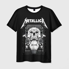 Мужская футболка 3D с принтом Death magnetic в Новосибирске, 100% полиэфир | прямой крой, круглый вырез горловины, длина до линии бедер | alternative | metalica | metall | metallica | music | rock | альтернатива | джеймс хэтфилд | металика | металл | металлика | музыка | рок