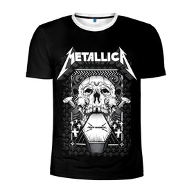 Мужская футболка 3D спортивная с принтом Death magnetic в Новосибирске, 100% полиэстер с улучшенными характеристиками | приталенный силуэт, круглая горловина, широкие плечи, сужается к линии бедра | alternative | metalica | metall | metallica | music | rock | альтернатива | джеймс хэтфилд | металика | металл | металлика | музыка | рок