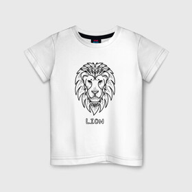 Детская футболка хлопок с принтом Лев в Новосибирске, 100% хлопок | круглый вырез горловины, полуприлегающий силуэт, длина до линии бедер | гороскоп | животные | зодиак | лев | чёрно белый | чёрный