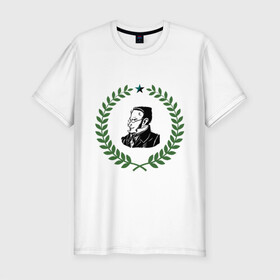 Мужская футболка хлопок Slim с принтом Макс Штирнер в Новосибирске, 92% хлопок, 8% лайкра | приталенный силуэт, круглый вырез ворота, длина до линии бедра, короткий рукав | anarchy | spook | stirner | анархизм | исторические личности | философы | штирнер