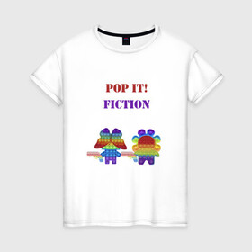 Женская футболка хлопок с принтом Pop-it story в Новосибирске, 100% хлопок | прямой крой, круглый вырез горловины, длина до линии бедер, слегка спущенное плечо | pop it. simple dimple | кримальное чтиво | поп ит | симпл димпл