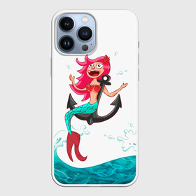 Чехол для iPhone 13 Pro Max с принтом Русалка на якоре в Новосибирске,  |  | водолей | волна | волны | девочка | девчонка | море | мультик | мультфильм | океан | русалка | русалочка | рыба | рыбка | улыбка | хвост | хвостик | якорь