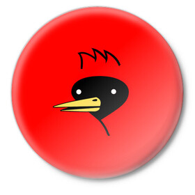 Значок с принтом Омская Птица в Новосибирске,  металл | круглая форма, металлическая застежка в виде булавки | winged doom | вингедум | мемы | омск | птица