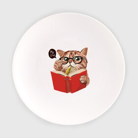 Тарелка с принтом Умный кот в Новосибирске, фарфор | диаметр - 210 мм
диаметр для нанесения принта - 120 мм | Тематика изображения на принте: карандаш | книга | кот | котик | кошка | мысли | очки | пушистый | рыжий | создания | умный | ученый | чтение