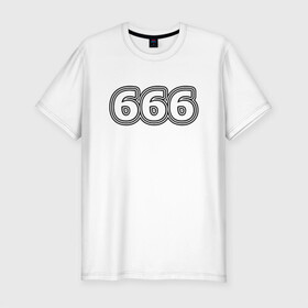Мужская футболка хлопок Slim с принтом 666 в Новосибирске, 92% хлопок, 8% лайкра | приталенный силуэт, круглый вырез ворота, длина до линии бедра, короткий рукав | 666 | апокалипсис | дъявол | число | шесть