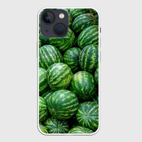 Чехол для iPhone 13 mini с принтом Арбузы в Новосибирске,  |  | арбуз | арбузы | зеленый | много | текстура | фрукт | ягода