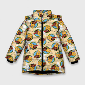 Зимняя куртка для девочек 3D с принтом The Angry Beavers / Крутые Бобры в Новосибирске, ткань верха — 100% полиэстер; подклад — 100% полиэстер, утеплитель — 100% полиэстер. | длина ниже бедра, удлиненная спинка, воротник стойка и отстегивающийся капюшон. Есть боковые карманы с листочкой на кнопках, утяжки по низу изделия и внутренний карман на молнии. 

Предусмотрены светоотражающий принт на спинке, радужный светоотражающий элемент на пуллере молнии и на резинке для утяжки. | Тематика изображения на принте: angry | beavers | daggett | norbert | бобер | бобр | бобры | дег | деггет | дуфус | крутые | мульт | норб | норберт | фостер