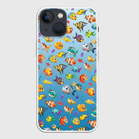 Чехол для iPhone 13 mini с принтом Подводный Мир паттерн в Новосибирске,  |  | fish | волна | звезда | конек | корабль | медуза | море | океан | рыба | рыбалка | рыбка | спининг | спиннинг | удочка | яхта