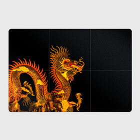 Магнитный плакат 3Х2 с принтом Золотой китайский дракон в Новосибирске, Полимерный материал с магнитным слоем | 6 деталей размером 9*9 см | азиатский дракон | дракон | золотой | золотой азиатский дракон | золотой дракон | золотой китайский дракон | золотой японский дракон | китайский дракон | японский дракон