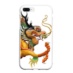 Чехол для iPhone 7Plus/8 Plus матовый с принтом Желтый китайский дракон 3D в Новосибирске, Силикон | Область печати: задняя сторона чехла, без боковых панелей | азиатский дракон | дракон | дракон 3d | дракон 3д | желтый | желтый азиатский дракон | желтый дракон | желтый китайский дракон | желтый японский дракон | золотой | золотой дракон