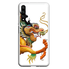Чехол для Honor 20 с принтом Желтый китайский дракон 3D в Новосибирске, Силикон | Область печати: задняя сторона чехла, без боковых панелей | азиатский дракон | дракон | дракон 3d | дракон 3д | желтый | желтый азиатский дракон | желтый дракон | желтый китайский дракон | желтый японский дракон | золотой | золотой дракон
