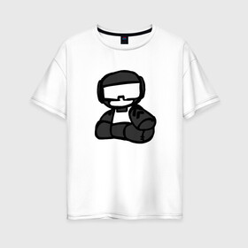 Женская футболка хлопок Oversize с принтом Плюшевый танкист в Новосибирске, 100% хлопок | свободный крой, круглый ворот, спущенный рукав, длина до линии бедер
 | newgrounds | капитан | мультсериал | плюшевый | танкист