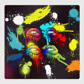 Магнитный плакат 3Х3 с принтом Красочные кубы в Новосибирске, Полимерный материал с магнитным слоем | 9 деталей размером 9*9 см | Тематика изображения на принте: губки | губы | зубы | краски | поцелуй | радуга | разводы | сочный | цвет | цвета