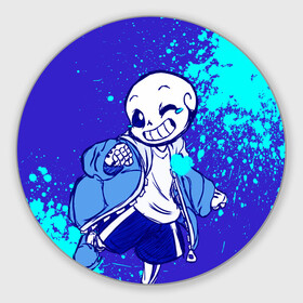 Коврик для мышки круглый с принтом UNDERTALE SANS BLUE в Новосибирске, резина и полиэстер | круглая форма, изображение наносится на всю лицевую часть | sans | undertale | андертале | андертейл | гтвукефду | игра | подземная история | подземная сказка | санс | ундертале