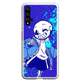 Чехол для Honor 20 с принтом UNDERTALE SANS BLUE в Новосибирске, Силикон | Область печати: задняя сторона чехла, без боковых панелей | sans | undertale | андертале | андертейл | гтвукефду | игра | подземная история | подземная сказка | санс | ундертале