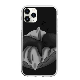 Чехол для iPhone 11 Pro матовый с принтом Сплюха в Новосибирске, Силикон |  | black | dark | dream | gothic | gray | monochrome | mork2028 | night | shadow | sleep | white | готический | монохромный | морк2028 | ночь | серый | сон | спящий | тень | тьма | чёрно белый