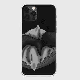 Чехол для iPhone 12 Pro Max с принтом Сплюха в Новосибирске, Силикон |  | Тематика изображения на принте: black | dark | dream | gothic | gray | monochrome | mork2028 | night | shadow | sleep | white | готический | монохромный | морк2028 | ночь | серый | сон | спящий | тень | тьма | чёрно белый