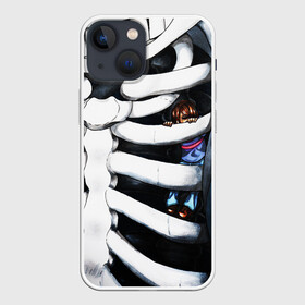 Чехол для iPhone 13 mini с принтом SANS AND FRISK в Новосибирске,  |  | frisk | sans | undertale | андертале | андертейл | гтвукефду | игра | подземная история | подземная сказка | ребра | санс | скелет | ундертале | фриск