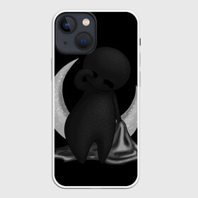 Чехол для iPhone 13 mini с принтом Соня в Новосибирске,  |  | black | dark | dream | gothic | gray | monochrome | moon | mork2028 | night | shadow | sleep | sleepy | готический | луна | месяц | монохромный | морк2028 | ночь | серый | сон | сонливость | сонный | тень | тьма | чёрно белый | чёрный
