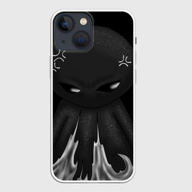 Чехол для iPhone 13 mini с принтом Ом ном ном в Новосибирске,  |  | black | dark | gothic | gray | monochrome | mork2028 | shadow | гнев | готический | злость | монохромный | морк2028 | подгорает | полыхает | тёмный | тень | тьма | чёрно белый