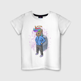 Детская футболка хлопок с принтом Славный парень в Новосибирске, 100% хлопок | круглый вырез горловины, полуприлегающий силуэт, длина до линии бедер | ангел | арт | единорог | иллюстрация | парень