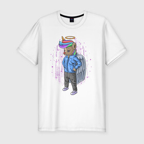 Мужская футболка хлопок Slim с принтом Славный парень в Новосибирске, 92% хлопок, 8% лайкра | приталенный силуэт, круглый вырез ворота, длина до линии бедра, короткий рукав | ангел | арт | единорог | иллюстрация | парень