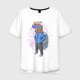Мужская футболка хлопок Oversize с принтом Славный парень в Новосибирске, 100% хлопок | свободный крой, круглый ворот, “спинка” длиннее передней части | ангел | арт | единорог | иллюстрация | парень