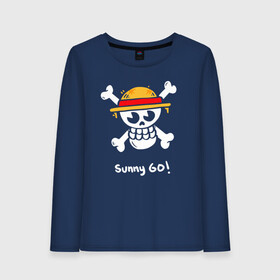 Женский лонгслив хлопок с принтом Sunny Go! One Piece в Новосибирске, 100% хлопок |  | Тематика изображения на принте: anime | manga | one piece | аниме | большой куш | ван пис | весёлый роджер | вон пис | король пиратов | логотип | манга | монки д. луффи | мугивары | перекрещённый костями | пират | пиратский флаг