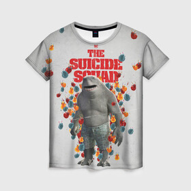 Женская футболка 3D с принтом TSS | King Shark в Новосибирске, 100% полиэфир ( синтетическое хлопкоподобное полотно) | прямой крой, круглый вырез горловины, длина до линии бедер | king shark | nanaue | suicide squad | the suicide squad | vdzabma | кинг шарк | король акул | король акула | нэнуэ