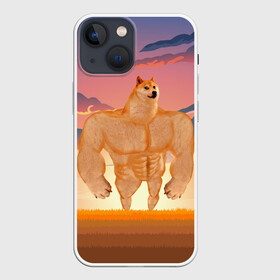 Чехол для iPhone 13 mini с принтом Мем собака качок DOGE в Новосибирске,  |  | doge | dogecoin | shib | shiba | бодибилдер | доге | догекоин | качок | мем собака качок | сиба ину | собака качок | собаки качки | шиб | шиба | шибаину