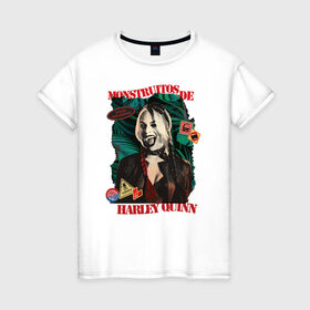 Женская футболка хлопок с принтом Monstruitos De Harley Quinn в Новосибирске, 100% хлопок | прямой крой, круглый вырез горловины, длина до линии бедер, слегка спущенное плечо | harley quinn | suicide squad | the suicide squad | vdzabma | харли квинн | харли куинн