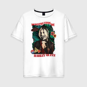 Женская футболка хлопок Oversize с принтом Monstruitos De Harley Quinn в Новосибирске, 100% хлопок | свободный крой, круглый ворот, спущенный рукав, длина до линии бедер
 | harley quinn | suicide squad | the suicide squad | vdzabma | харли квинн | харли куинн