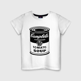 Детская футболка хлопок с принтом Энди Уорхол суп Кэмпбелл в Новосибирске, 100% хлопок | круглый вырез горловины, полуприлегающий силуэт, длина до линии бедер | andy warhol | искусство | суп кэмпбелл | энди уорхол