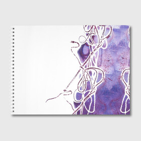 Альбом для рисования с принтом Фиолетовые нити в Новосибирске, 100% бумага
 | матовая бумага, плотность 200 мг. | абстракция | акварель | асимметрия | верёвки | морские узлы | нити | фиолетовый