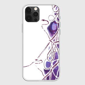 Чехол для iPhone 12 Pro с принтом Фиолетовые нити в Новосибирске, силикон | область печати: задняя сторона чехла, без боковых панелей | абстракция | акварель | асимметрия | верёвки | морские узлы | нити | фиолетовый