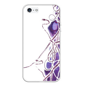 Чехол для iPhone 5/5S матовый с принтом Фиолетовые нити в Новосибирске, Силикон | Область печати: задняя сторона чехла, без боковых панелей | абстракция | акварель | асимметрия | верёвки | морские узлы | нити | фиолетовый