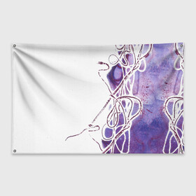 Флаг-баннер с принтом Фиолетовые нити в Новосибирске, 100% полиэстер | размер 67 х 109 см, плотность ткани — 95 г/м2; по краям флага есть четыре люверса для крепления | абстракция | акварель | асимметрия | верёвки | морские узлы | нити | фиолетовый