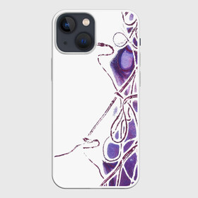 Чехол для iPhone 13 mini с принтом Фиолетовые нити в Новосибирске,  |  | абстракция | акварель | асимметрия | верёвки | морские узлы | нити | фиолетовый