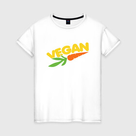 Женская футболка хлопок с принтом Веган - Морковь в Новосибирске, 100% хлопок | прямой крой, круглый вырез горловины, длина до линии бедер, слегка спущенное плечо | green | greenpaece | nature | sport | vegan | yoga | веган | вегетарианец | гринпис | еда | животные | жизнь | здоровье | зеленый | йога | мир | овощи | пища | планета | природа | растение | спорт | тело | фрукты