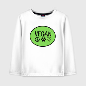 Детский лонгслив хлопок с принтом Vegan Family в Новосибирске, 100% хлопок | круглый вырез горловины, полуприлегающий силуэт, длина до линии бедер | Тематика изображения на принте: green | greenpaece | nature | sport | vegan | yoga | веган | вегетарианец | гринпис | еда | животные | жизнь | здоровье | зеленый | йога | мир | овощи | пища | планета | природа | растение | спорт | тело | фрукты