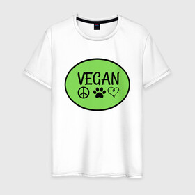 Мужская футболка хлопок с принтом Vegan Family в Новосибирске, 100% хлопок | прямой крой, круглый вырез горловины, длина до линии бедер, слегка спущенное плечо. | Тематика изображения на принте: green | greenpaece | nature | sport | vegan | yoga | веган | вегетарианец | гринпис | еда | животные | жизнь | здоровье | зеленый | йога | мир | овощи | пища | планета | природа | растение | спорт | тело | фрукты